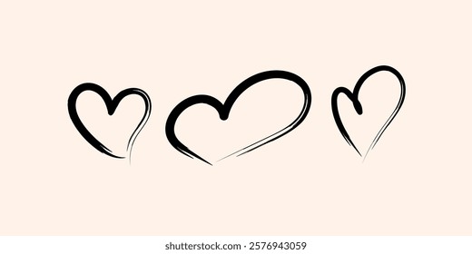 Unique hand drawn vector doodle abstract hearts Painted design elements Valentine’s Day Love, emotions, happiness, joy, fun, feelings. For textiles, gift wrap, packaging banner, blog, card, invitation