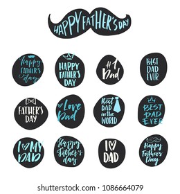 Unique hand lettering design for fatherâ??s day. Hand crafted lettering for apparel design, postcard, mug or poster. Textured vector art. Happy fatherâ??s day vector element. 
