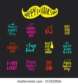 Unique hand lettering design for fatherâ??s day. Hand crafted lettering for apparel design, postcard, mug or poster. Textured vector art. Happy fatherâ??s day vector element. 
