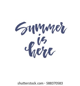 Unique hand lettering design for travel agency, summer party, postcard or summer sale. Handdrawn lettering with summer elements. Vector emblem for summer signs and banners.
