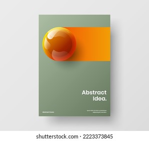 Unique handbill vector design illustration. Bright 3D balls brochure template.