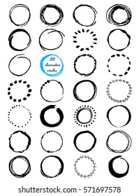Unique handdrawn shapes of circles for logo design. Isolated vector illustration on white background.