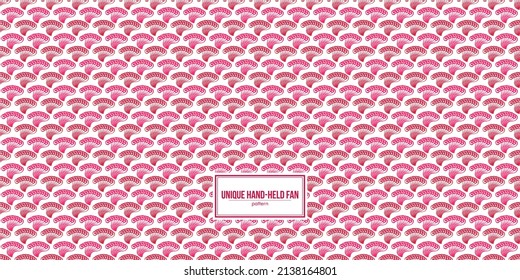 unique hand-held fan pattern with red-pink color