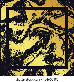 Unique handmade marble texture. Abstract decorative gold and black texture. Vector illustration