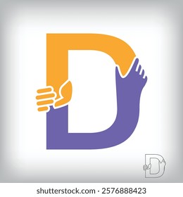 Unique handshake letter D design logo. Collaboration, help, agreement and teamwork corporate company design.	