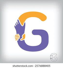 Unique handshake letter G design logo. Collaboration, help, agreement and teamwork corporate company design.	