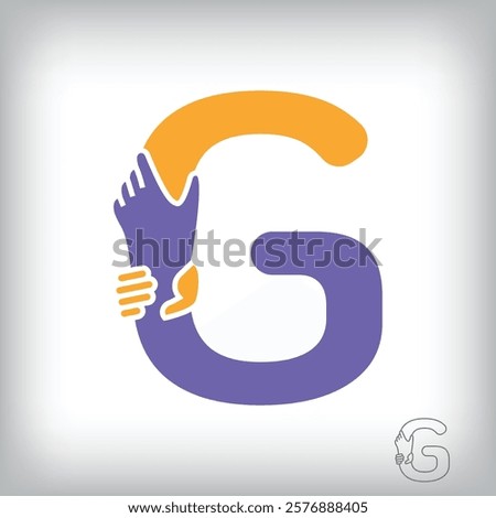 Unique handshake letter G design logo. Collaboration, help, agreement and teamwork corporate company design.	