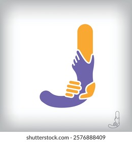 Unique handshake letter J design logo. Collaboration, help, agreement and teamwork corporate company design.	