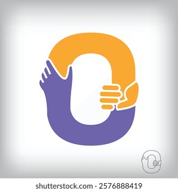 Unique handshake letter O design logo. Collaboration, help, agreement and teamwork corporate company design.	