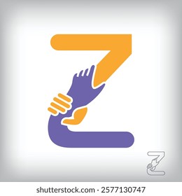 Unique handshake letter Z design logo. Collaboration, help, agreement and teamwork corporate company design.	