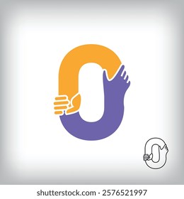 Unique handshake number 0 design. Collaboration, help, agreement and teamwork corporate company design.