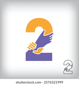 Unique handshake number 2 design. Collaboration, help, agreement and teamwork corporate company design.