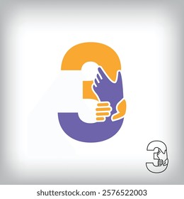 Unique handshake number 3 design. Collaboration, help, agreement and teamwork corporate company design.