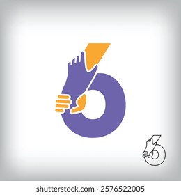 Unique handshake number 6 design. Collaboration, help, agreement and teamwork corporate company design.