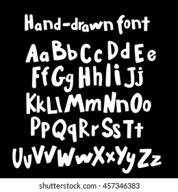 Unique Handwritten Font Style, Grunge Lettering. ABC For Kids. Vector Illustration.