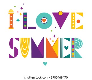 Letras manuscritas únicas. Carteles de ilustraciones vectoriales me encanta el verano sobre fondo blanco.