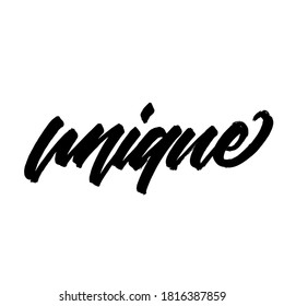 Unique. handwritten modern calligraphy. typography design. Hand written type. Simple vector sign. Vector illustration.