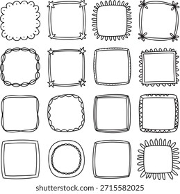 Conjunto de marco decorativo dibujado a mano de estilo manuscrito único