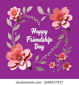 Unique Happy Friendship Day Artwork with Floral Paper Craft