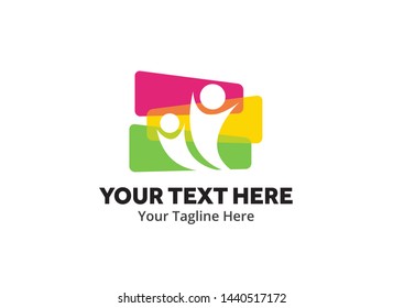 unique happy people simple logo creative design in flat style with color . happy people logo creative design for identity and community