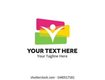 unique happy people simple logo creative design in flat style with color . happy people logo creative design for identity and community