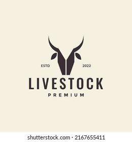 unique head cow livestock hipster logo design vector graphic symbol icon illustration creative idea