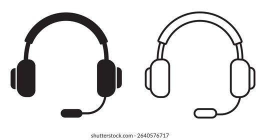 Unique headset icons in black and white showcasing design elements for digital use