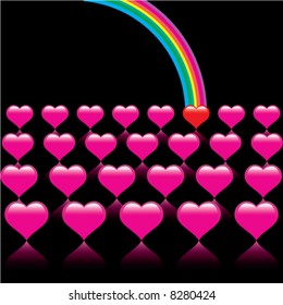 A unique heart among hearts in vector format