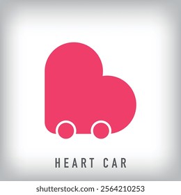 Unique heart car logo. romantic vehicle concept template design.