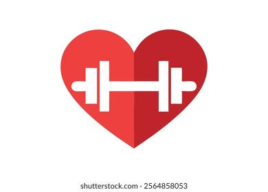 A unique heart and dumbbell logo design that symbolizes love for fitness and strength training.