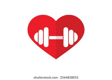 A unique heart and dumbbell logo design that symbolizes love for fitness and strength training.