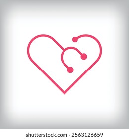 Unique heart inside stethoscope logo design. It has a linear design and flat style. vector flat style. suitable for company