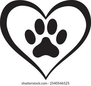 Unique Heart and Paw Print Art in Elegant Hand Style