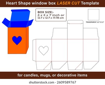 Unique Heart Shape Window Box Template for LASER Projects