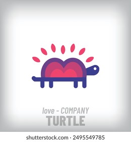 Unique heart turtle design logo. Creative animal, company icon template. vector