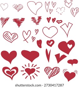 Unique heart various styles and shapes. Design elements for Valentine's day.