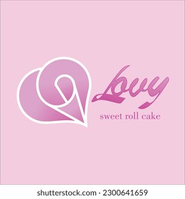 a unique heart-shaped logo, Lovy is meant for dining brans especially roll cakes, a logo designed like a love-shaped roll, with a pink color adds a sweet impression to this logo