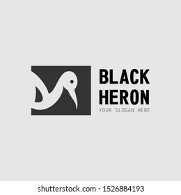 Unique Heron in block square image graphic icon logo design abstract concept vector stock. Can be used as a symbol associated with animal or negative space