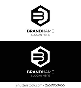 Unique hexagon logo design template with letter B inside
