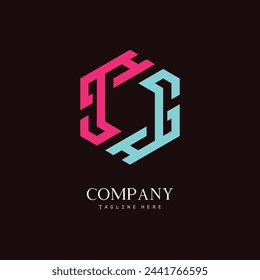 A unique, hexagon-shaped monogram logo with the initial letter G and H. Suitable for various businesses.
