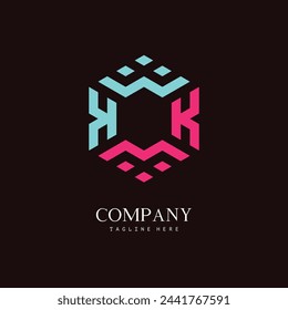 A unique, hexagon-shaped monogram logo with the initial letter M and K. Suitable for various businesses.