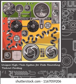 Unique High-tech System for Data Recording. Techno-Fantasy. Vector illustration