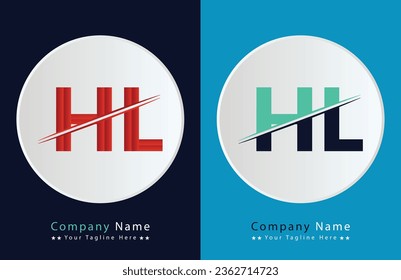 Logo único de la letra HL Plantilla vectorial de iconos.