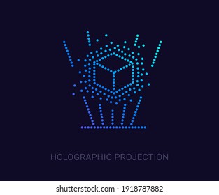 Einzigartiges holografisches Bildkonzept. Symbol der virtuellen Modellierung und Simulation. Futuristische Technologie. aus mehreren Punkten, Moderne Zeichen, gepunktete Symbolsammlung, exklusives Symbol für Websites, Kampagne