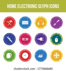 Unique home electronic vector glyph icon set