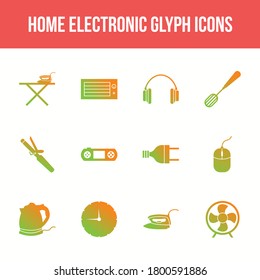Unique home electronic vector glyph icon set