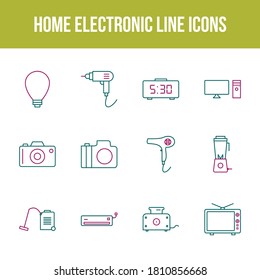 Conjunto de iconos de la línea de vector electrónico residencial único