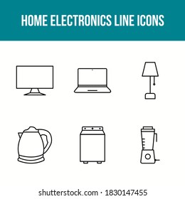 Unique Home Electronics Line Icon Set