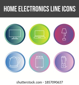 Conjunto de iconos de la línea electrónica exclusiva del hogar