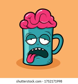 Einzigartiges Horror-Scary-Brain Exposed Cartoon Doodle Character Illustration Design für Halloween